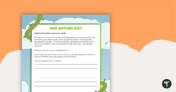 What Happened Next? Jack and the Beanstalk Writing Template teaching resource