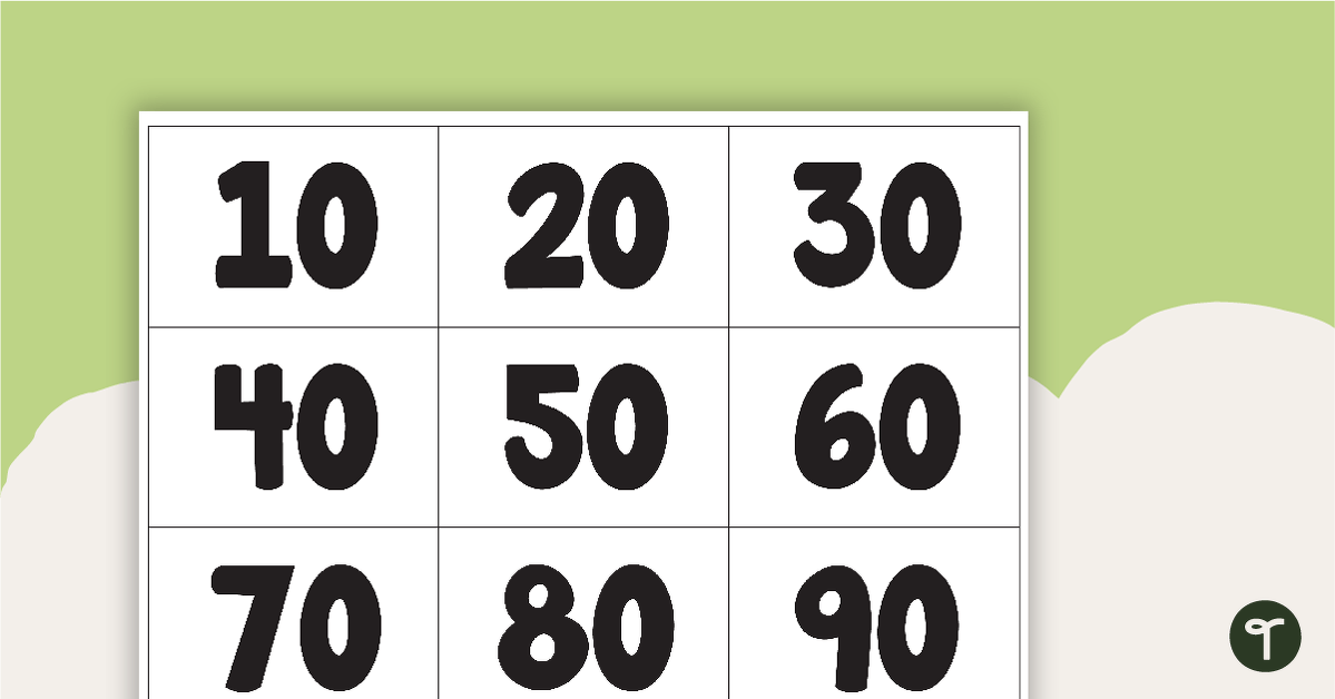 Numbers, Words and Tallies Match-Up Activity - Tens teaching resource