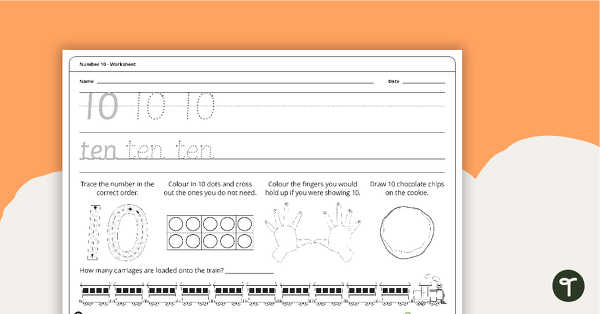 Preview image for Number Worksheet - 10 - teaching resource