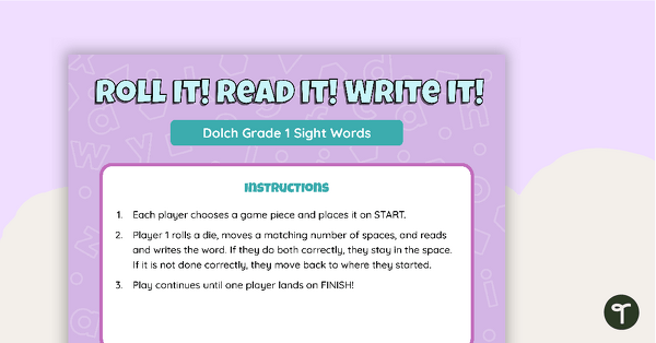 Roll it! Read it! Write it! Dolch 1st Grade Sight Words teaching resource