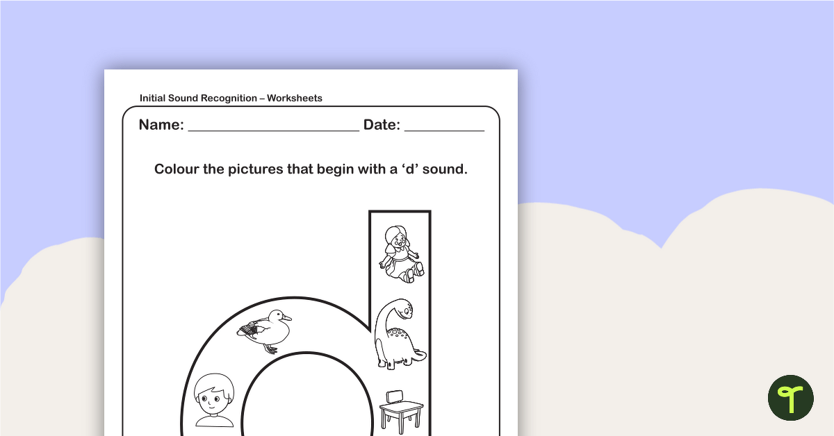 Letter Sounds Worksheet – Lowercase d teaching resource