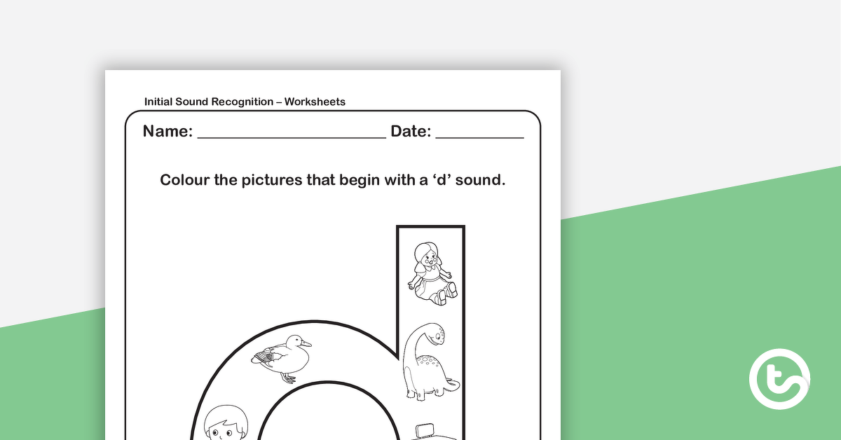 Initial Sound Recognition Worksheet (Lower Case) – Letter d teaching resource