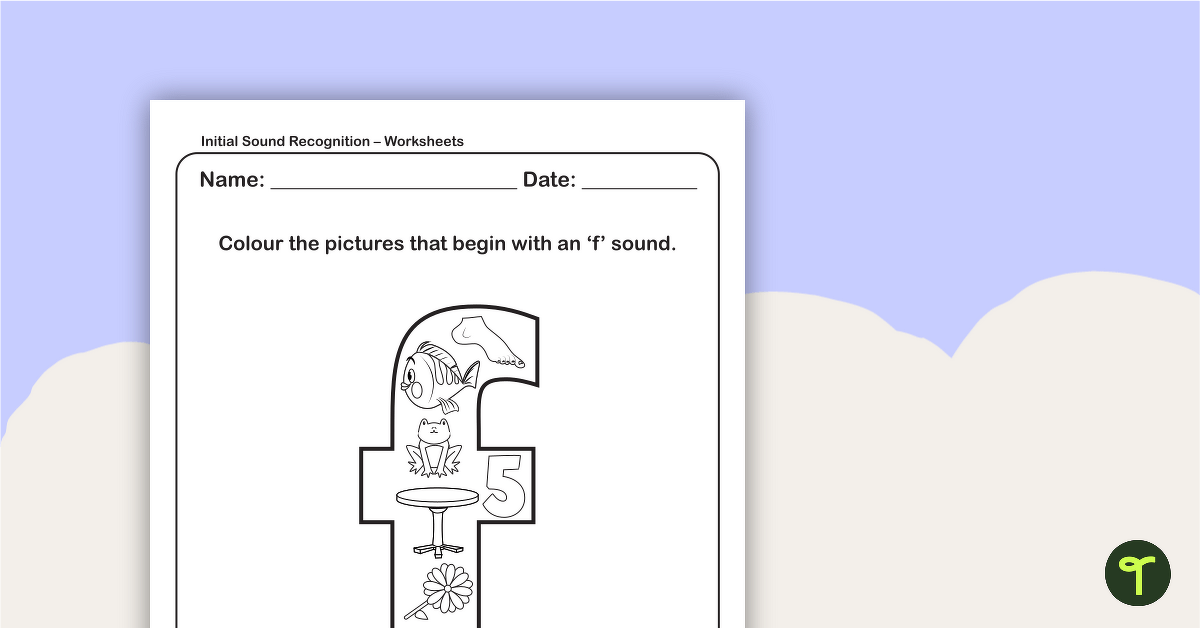 Letter Sounds Worksheet – Lowercase f teaching resource