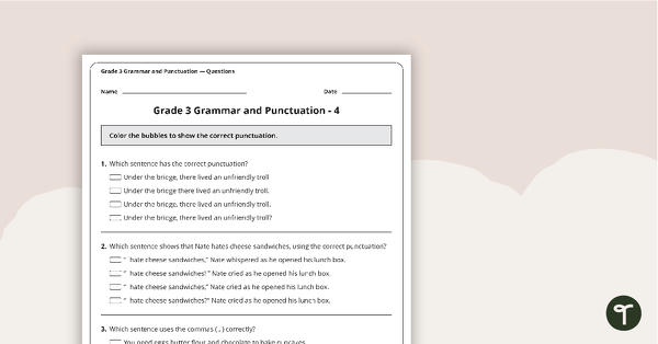 Grammar and Punctuation Assessment Tool - Grade 3 teaching resource