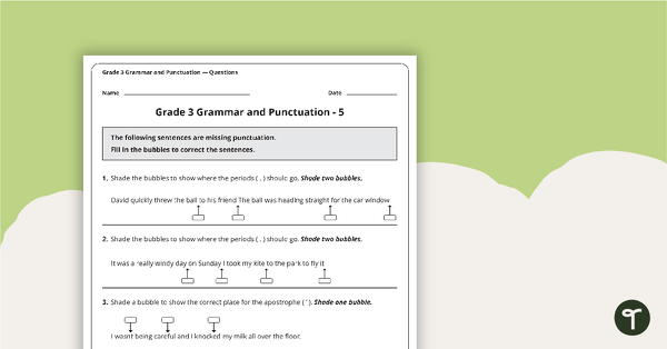 Grammar and Punctuation Assessment Tool - Grade 3 teaching resource