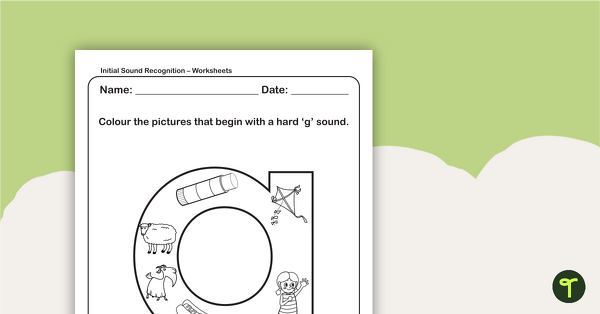 Go to Initial Sound Recognition Worksheet (Lower Case) – Letter g teaching resource