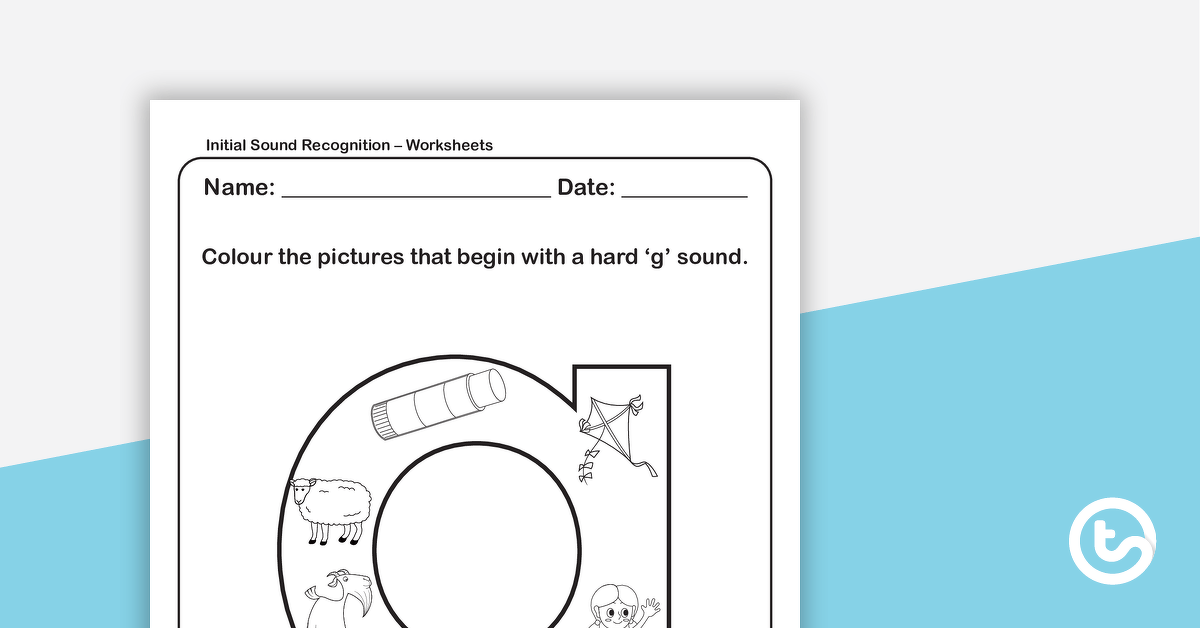 Initial Sound Recognition Worksheet (Lower Case) – Letter g teaching resource