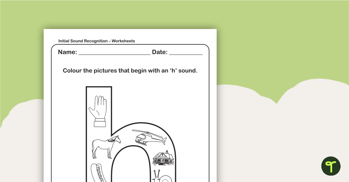 Letter Sounds Worksheet – Lowercase h teaching resource