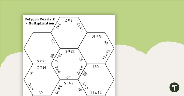 Polygon Puzzles - Multiplication Worksheets with Answers teaching resource