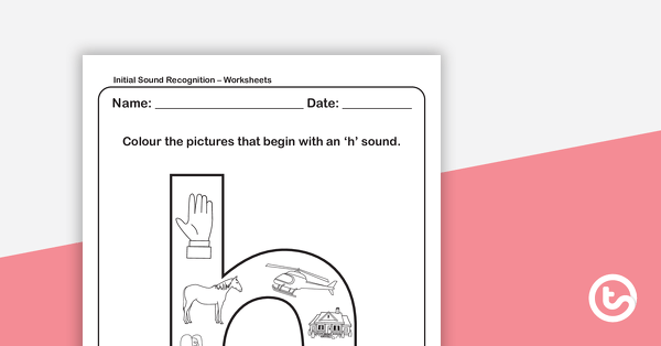 Initial Sound Recognition Worksheet (Lower Case) – Letter h teaching resource