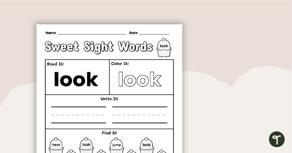 Sweet Sight Words Worksheet - LOOK teaching resource