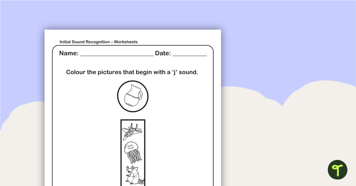 Letter Sounds Worksheet – Lowercase j teaching resource