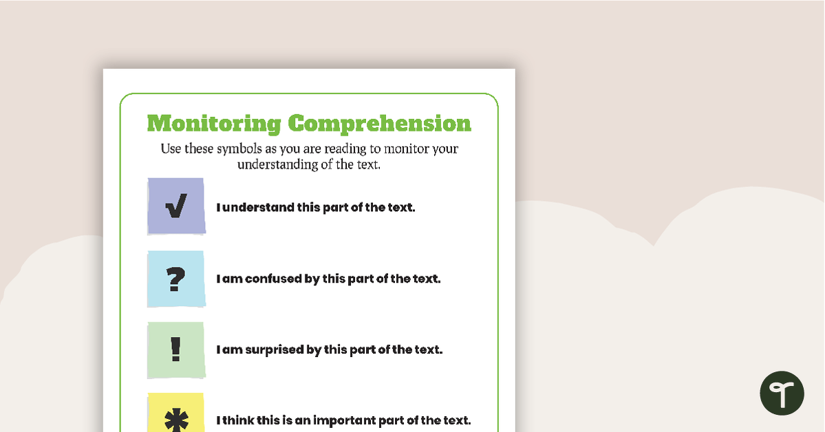 Monitoring Comprehension Symbols Poster teaching resource
