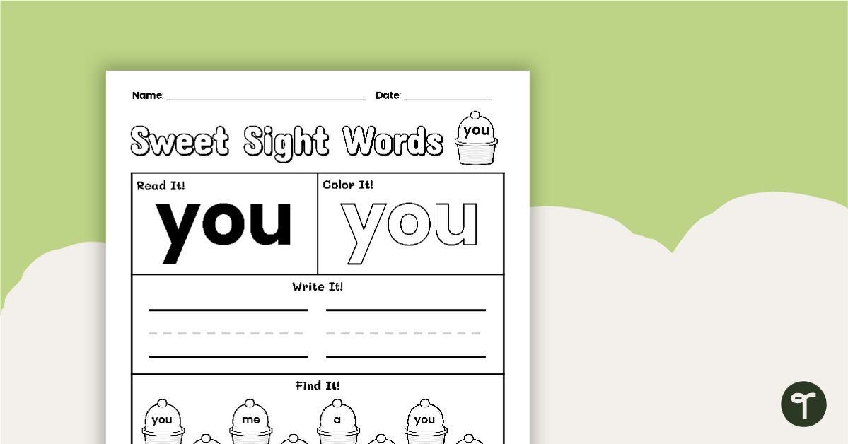 Sweet Sight Words Worksheet - YOU teaching resource