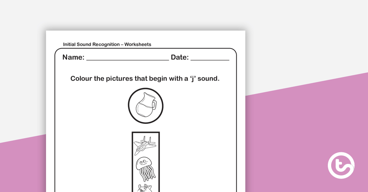 Initial Sound Recognition Worksheet (Lower Case) – Letter j teaching resource