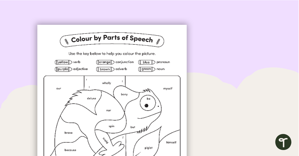 Image of Colour by Parts of Speech - Nouns, Verbs, Adjectives, Adverbs, Conjunctions and Pronouns - Chameleon