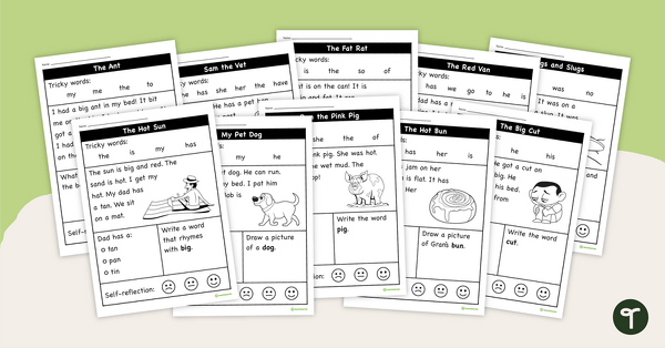 Image of Decodable Text Worksheets - Single Graphemes (Set 1)