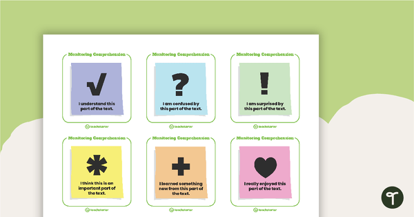 Monitoring Comprehension Symbols Flashcards teaching resource