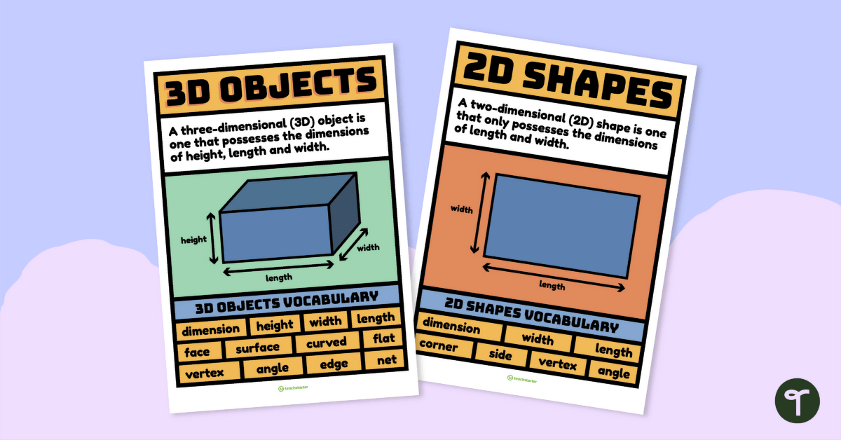 2D Shapes and 3D Objects Vocabulary Poster teaching resource