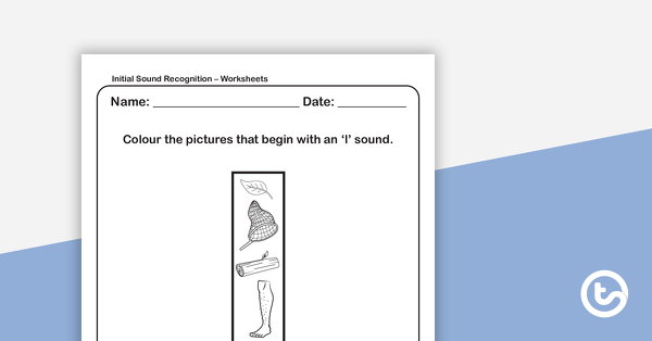 Initial Sound Recognition Worksheet (Lower Case) – Letter l teaching resource