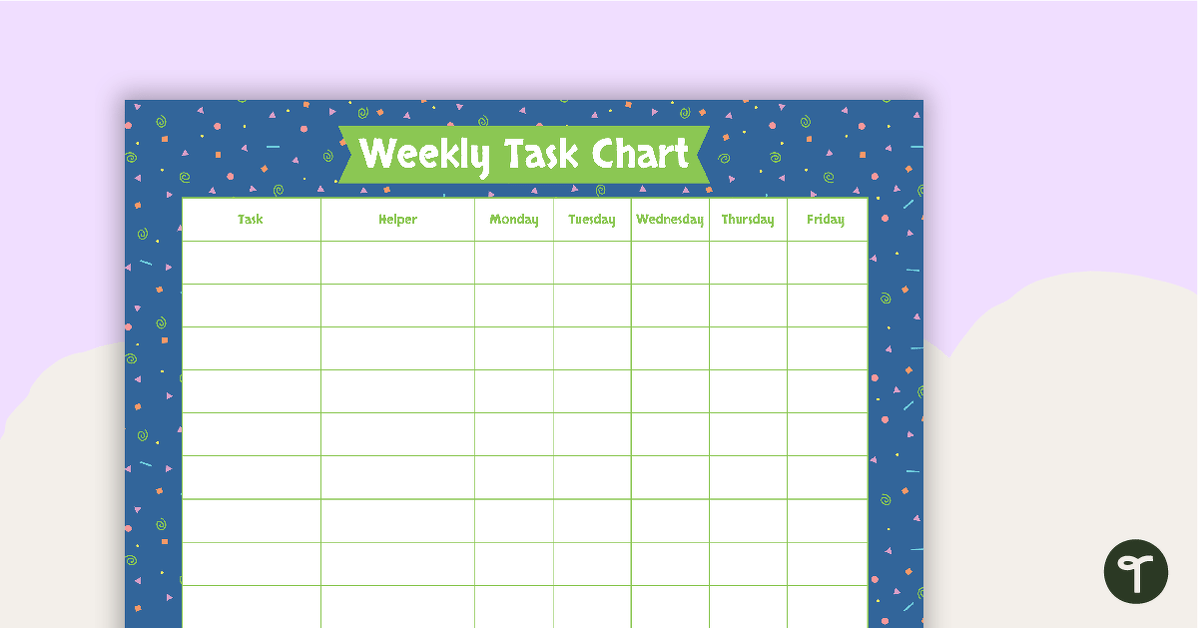 Preview image for Squiggles Pattern - Weekly Task Chart - teaching resource