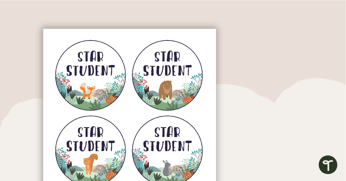 Preview image for Woodland Tales - Star Student Badges - teaching resource