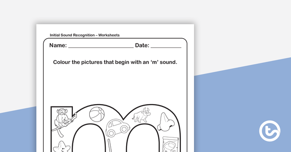 Initial Sound Recognition Worksheet (Lower Case) – Letter m teaching resource