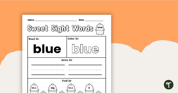 Go to Sweet Sight Words Worksheet - BLUE teaching resource
