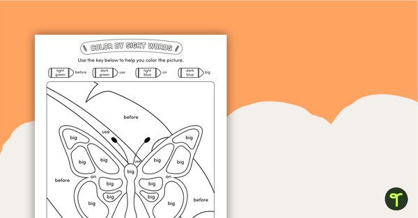 Go to Color by Sight Words - 4 Words - Butterfly teaching resource