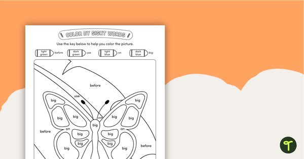 Image of Color by Sight Words - 4 Words - Butterfly