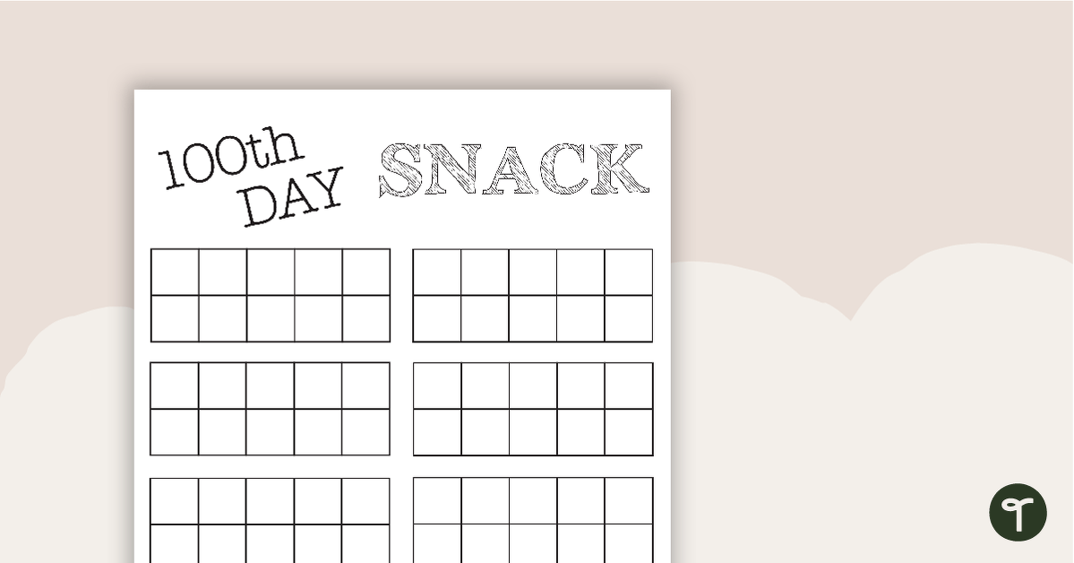 100th Day Snack Template teaching resource