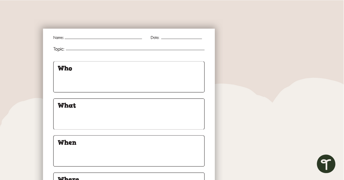 5 W's Graphic Organizer | Teach Starter