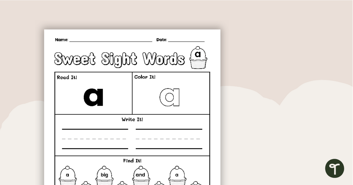 Sweet Sight Words Worksheet - A teaching resource