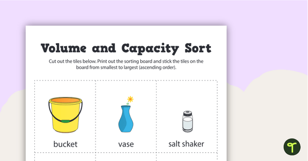 Preview image for Volume and Capacity Sorting Activity - teaching resource
