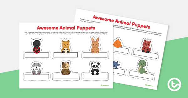 Go to Awesome Animal Finger Puppets Template teaching resource