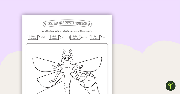 Preview image for Color by Sight Words - 4 Words - Dragonfly - teaching resource