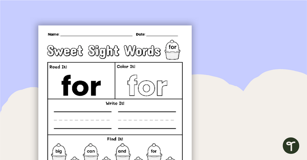 Sweet Sight Words Worksheet - FOR teaching resource