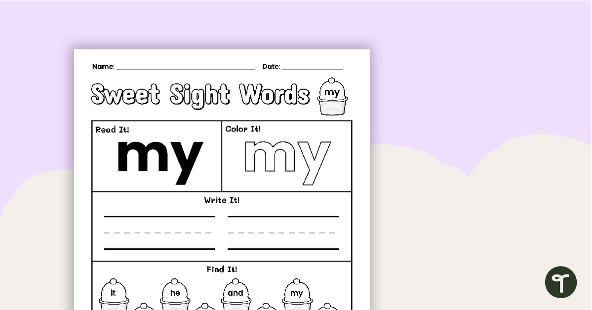 Sweet Sight Words Worksheet - MY teaching resource