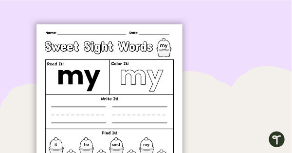 Go to Sweet Sight Words Worksheet - MY teaching resource