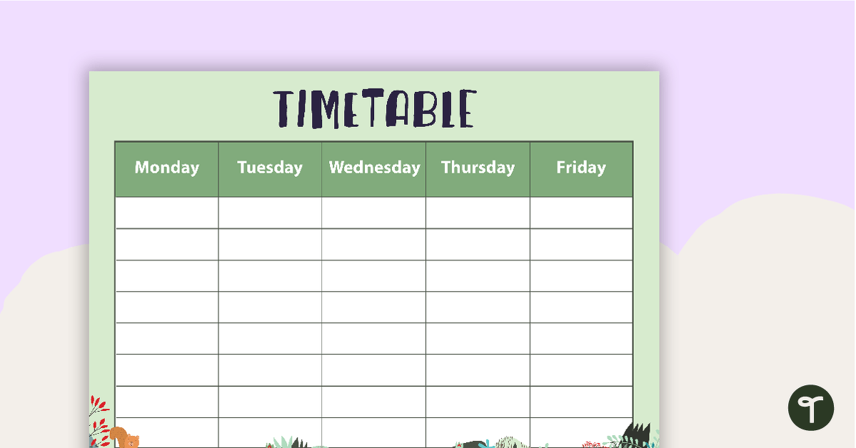 Preview image for Woodland Tales - Weekly Timetable - teaching resource