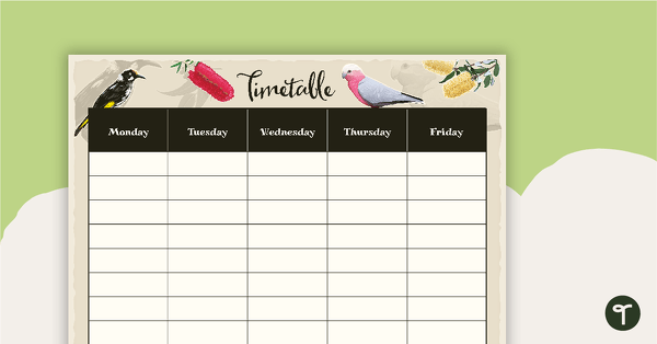Go to Native Australian Flora and Fauna - Weekly Timetable teaching resource