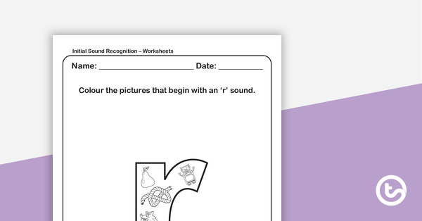 Go to Initial Sound Recognition Worksheet (Lower Case) – Letter r teaching resource
