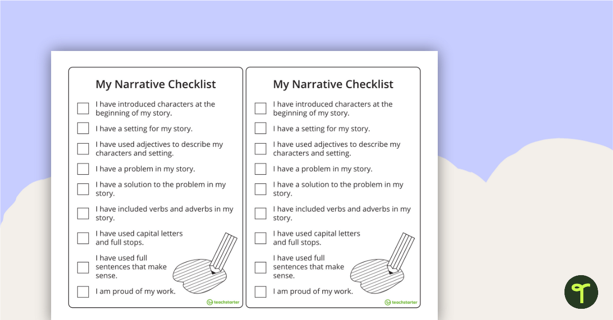 Narrative Writing Checklist (Simplified Version) teaching resource