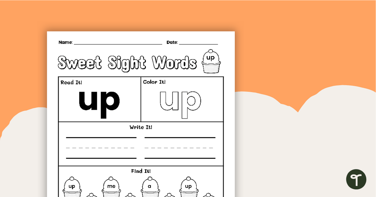 Sweet Sight Words Worksheet - UP teaching resource