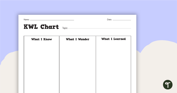 KWL Chart Graphic Organizer teaching resource