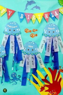 Jellyfish Classroom Birthday Bulletin Board teaching resource