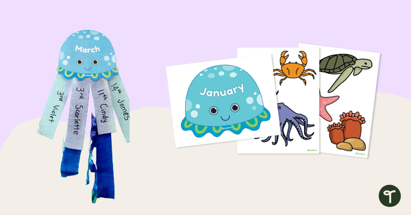 Go to Jellyfish Classroom Birthday Bulletin Board teaching resource