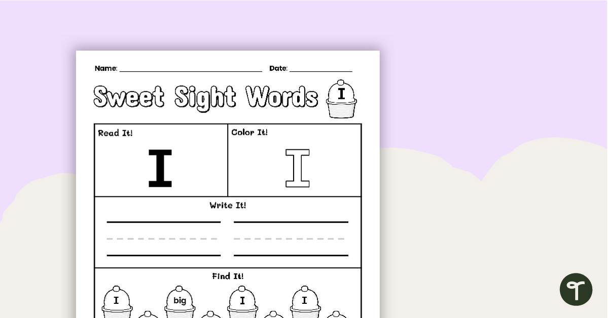 Sweet Sight Words Worksheet - I teaching resource