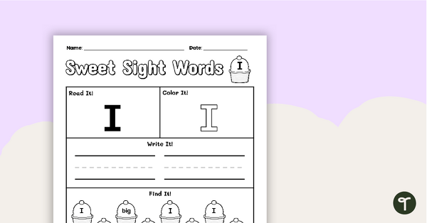 Go to Sweet Sight Words Worksheet - I teaching resource