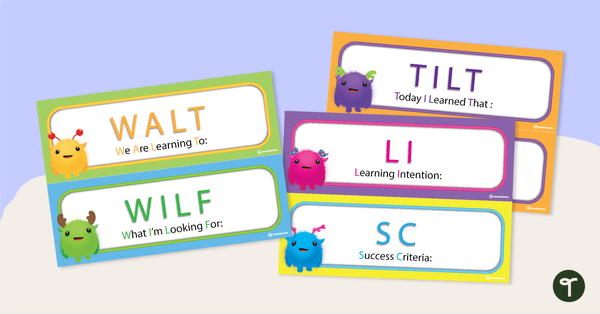 Learning Objective Sentence Starters - Cute Monsters teaching resource